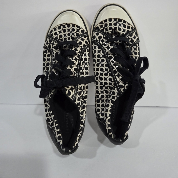 Coach Black and White Patterned Sneakers Sz.7.5 B - Picture 3 of 7